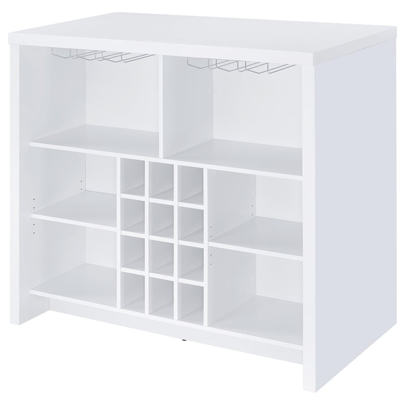 Pemberly Row 12-Bottle Engineered Wood Freestanding Home Bar in White
