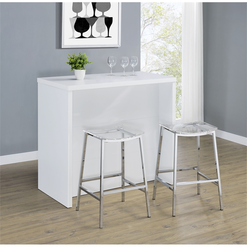 Pemberly Row 12-Bottle Engineered Wood Freestanding Home Bar in White