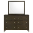 Pemberly Row 6-drawer Rubberwood Dresser and Mirror Set in Dark Cocoa