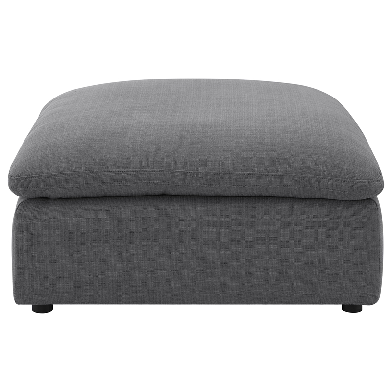 Pemberly Row Square Upholstered Fabric Ottoman with Wood Frame in Charcoal