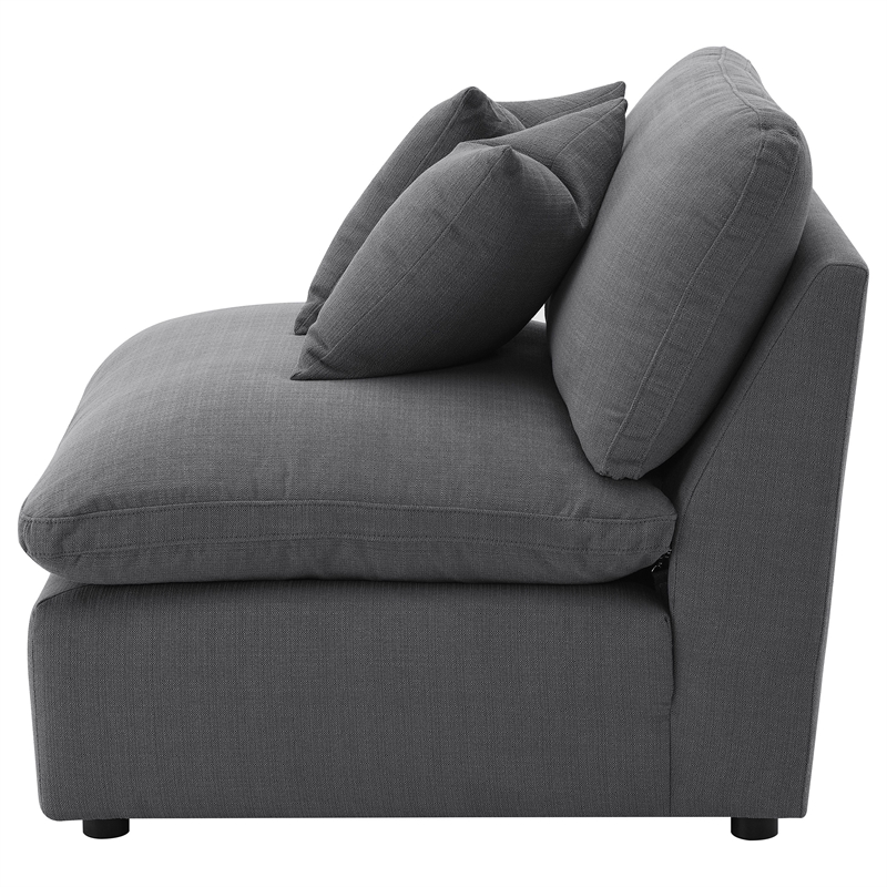 Pemberly Row Upholstered Fabric Armless Chair with Wood Frame in Charcoal