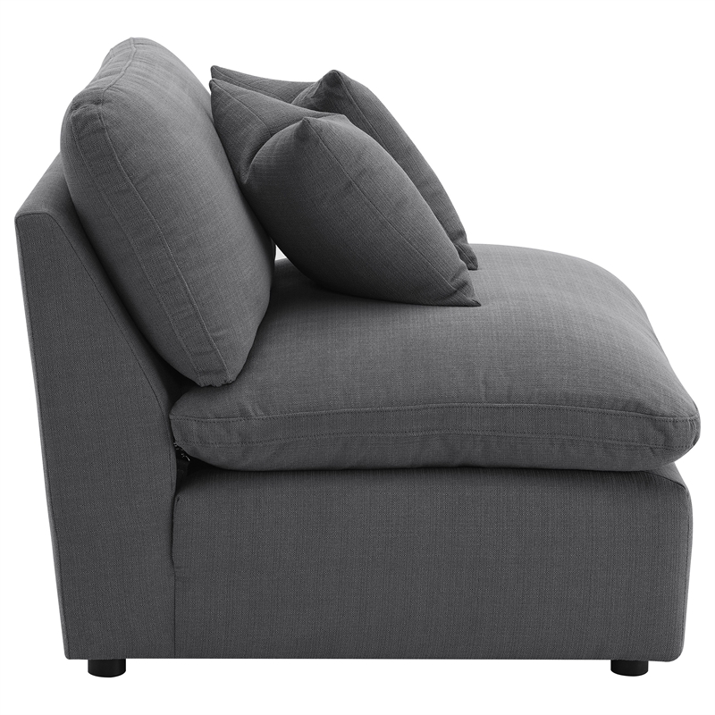 Pemberly Row Upholstered Fabric Armless Chair with Wood Frame in Charcoal