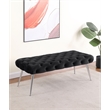 Pemberly Row Upholstered Tufted Bench with Stainless Steel Legs in Black