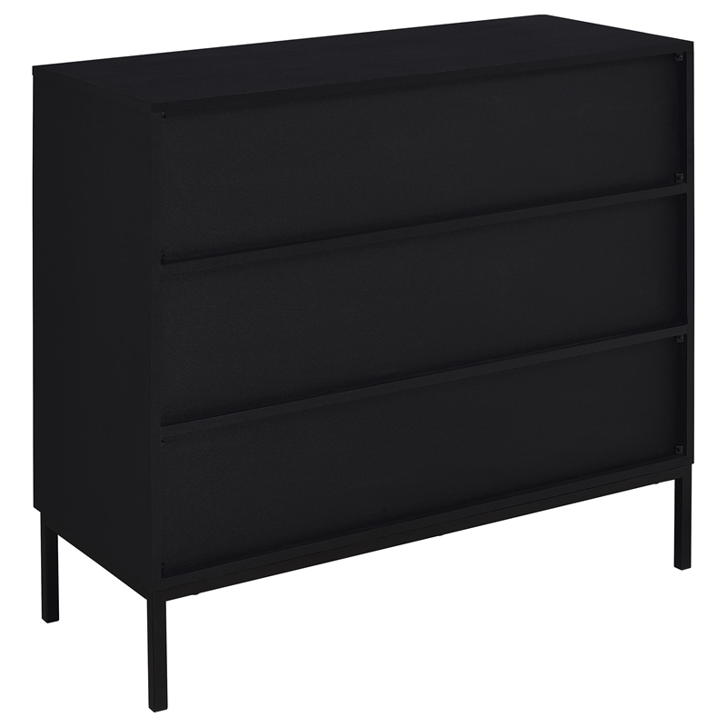 Pemberly Row 2-Door Arched Fluted Glass Accent Cabinet in Black