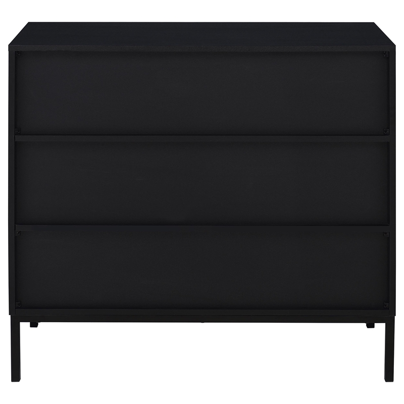 Pemberly Row 2-Door Arched Fluted Glass Accent Cabinet in Black
