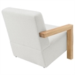 Pemberly Row Boucle Upholstered Accent Arm Chair with Wood Arms in Ivory