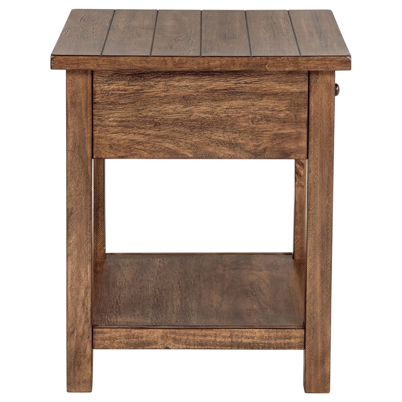 Pemberly Row 2-Piece Coffee and 1-Drawer End Table Set in Distressed Brown