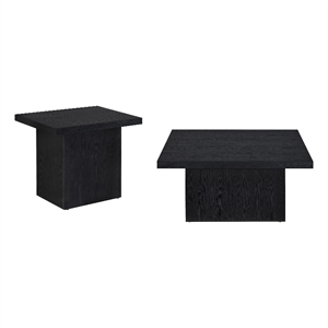Pemberly Row 2-piece Square Engineered Wood Coffee Table Set in Black