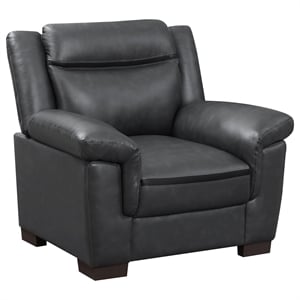 Pemberly Row Upholstered Padded Arm High Back Accent Chair in Grey