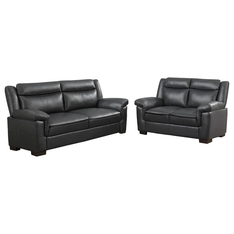 Pemberly Row 2-piece Upholstered Sofa and Loveseat Set in Grey