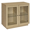 Pemberly Row 2-door Glass Front Engineered Wood Accent Cabinet in Light Oak