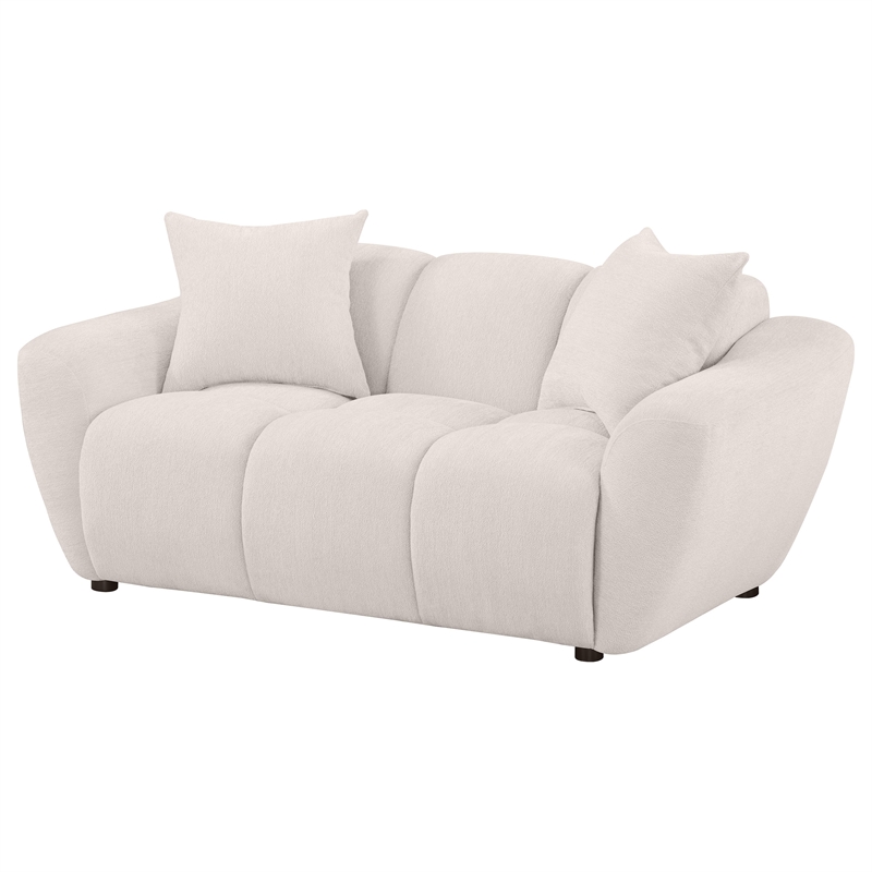 Pemberly Row Upholstered Chenille Splayed Arm Loveseat in Beige
