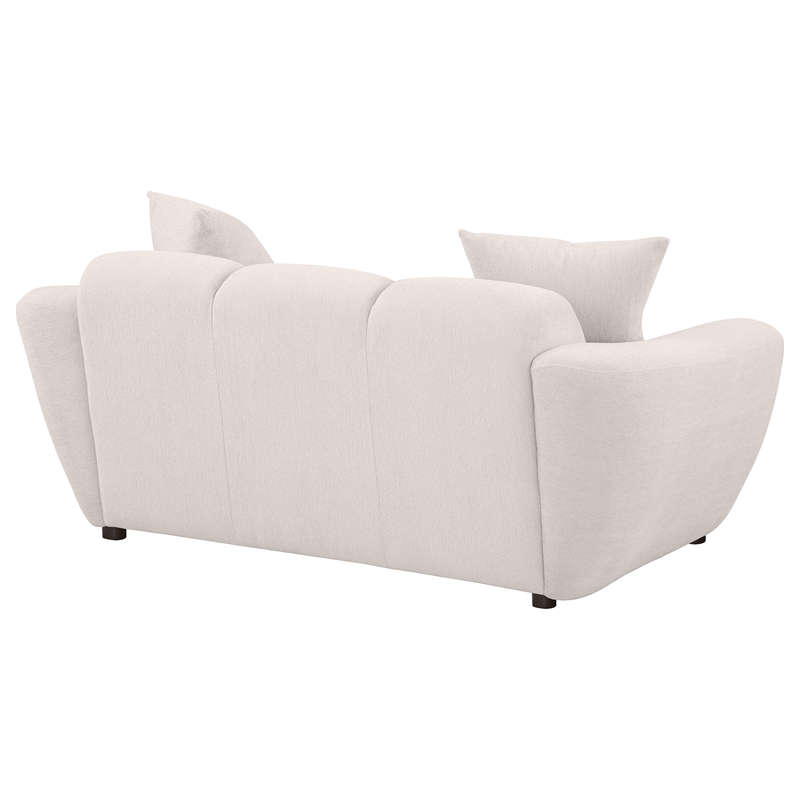Pemberly Row Upholstered Chenille Splayed Arm Loveseat in Beige