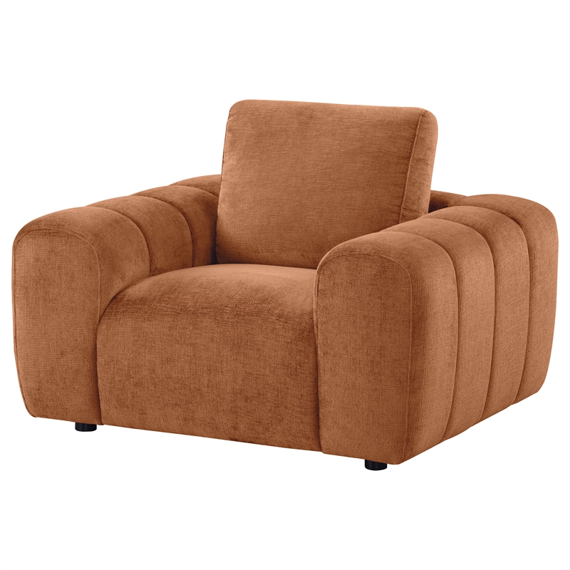 Pemberly Row Chenille Upholstered Accent Chair in Burnt Orange