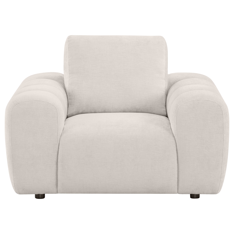 Pemberly Row Chenille Upholstered Wide Arm Accent Chair in Ivory