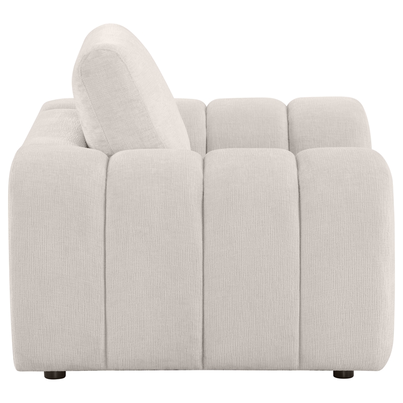 Pemberly Row Chenille Upholstered Wide Arm Accent Chair in Ivory