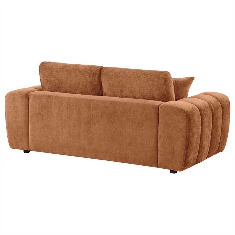 Pemberly Row Chenille Upholstered Wide Arm Loveseat in Burnt Orange