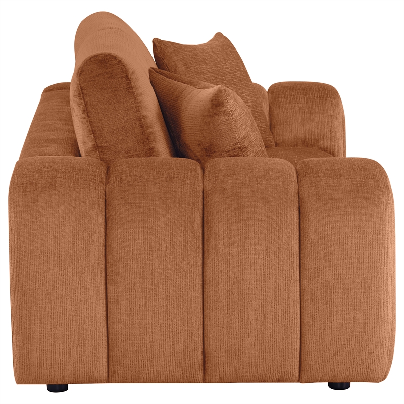 Pemberly Row Chenille Upholstered Wide Arm Loveseat in Burnt Orange