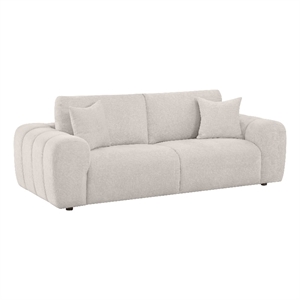 Pemberly Row Chenille Upholstered Wide Chunky Arm Sofa in Ivory