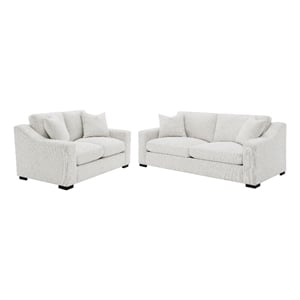Pemberly Row 2-piece Fabric Upholstered Track Arm Sofa Set in Sand