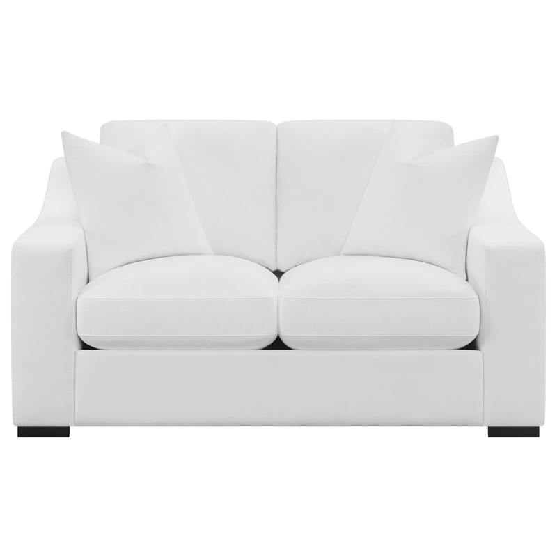 Pemberly Row 3-Piece Sloped Arm Sofa Loveseat and Chair Set in White
