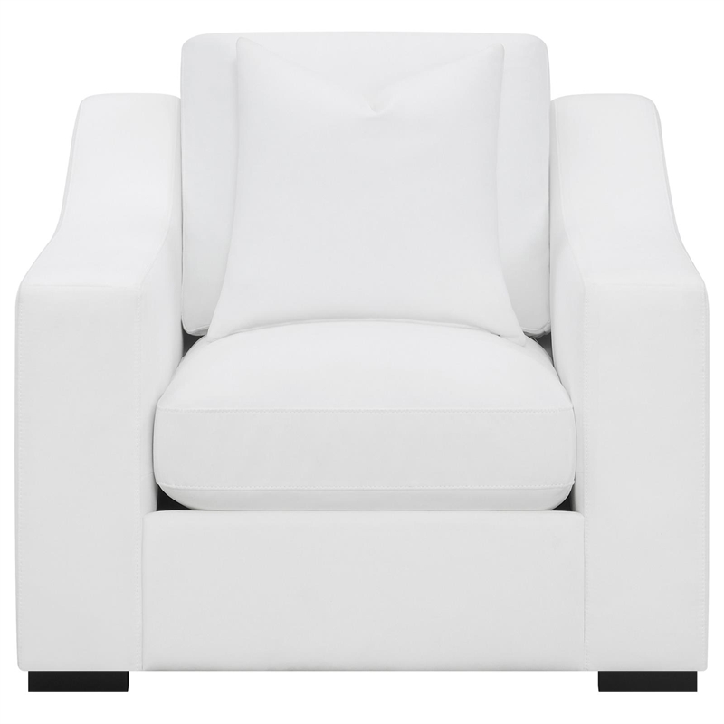 Pemberly Row 3-Piece Sloped Arm Sofa Loveseat and Chair Set in White
