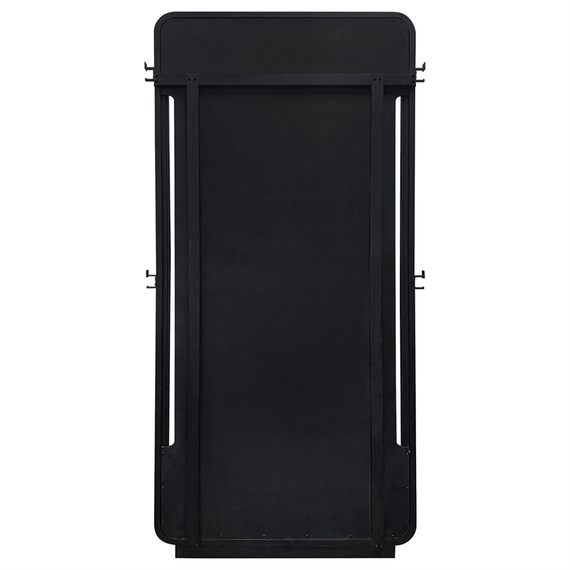 Pemberly Row Contemporary Wood Full-Length Floor Mirror in Burnished Black