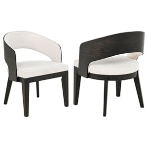 Pemberly Row 19.75&quot Contemporary Fabric Dining Arm Chair in Cream