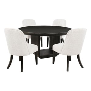 Pemberly Row 5-Piece Round Wood Dining Set in Cream/Burnished Black