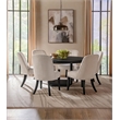 Pemberly Row 7-Piece Round Wood Dining Set in Cream/Burnished Black