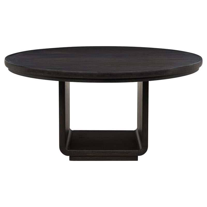 Pemberly Row 7-Piece Round Wood Dining Set in Burnished Black/Cream