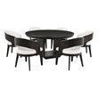 Pemberly Row 7-Piece Round Wood Dining Set in Burnished Black/Cream