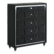 Pemberly Row 5-Drawer Velvet Upholstered LED Chest of Drawers in Black