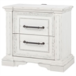 Pemberly Row 2-drawer Wood Nightstand with Dual USB in Vintage White