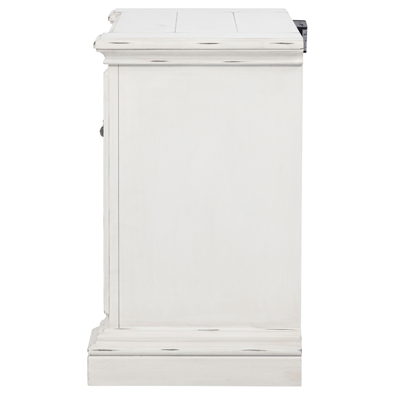 Pemberly Row 2-drawer Wood Nightstand with Dual USB in Vintage White