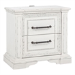 Pemberly Row 2-drawer Wood Nightstand with Dual USB in Vintage White