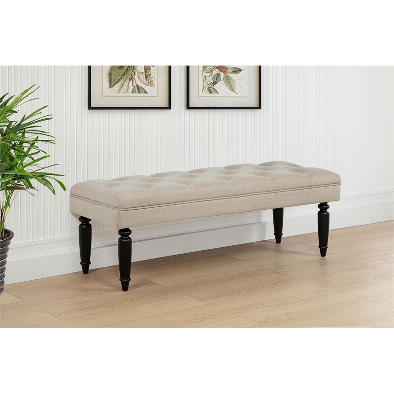 Pemberly Row 52-inch Fabric Entryway Accent Bench in Latte Brown