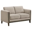 Pemberly Row 3-Piece Upholstered Fabric Panel Arm Sofa Set in Taupe Brown