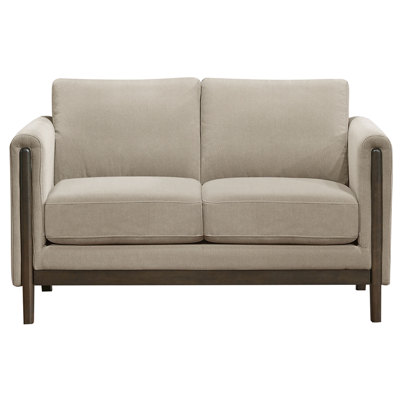Pemberly Row 3-Piece Upholstered Fabric Panel Arm Sofa Set in Taupe Brown