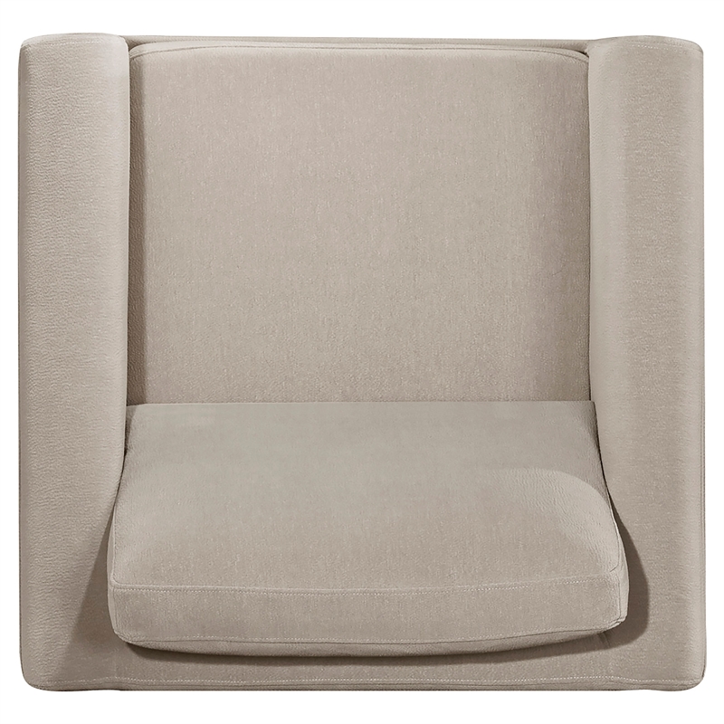 Pemberly Row Transitional Fabric Panel Arm Accent Chair in Taupe