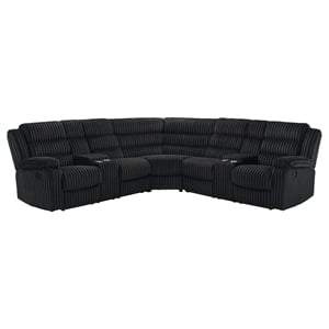 Pemberly Row Upholstered Fabric Reclining Sectional Sofa in Black