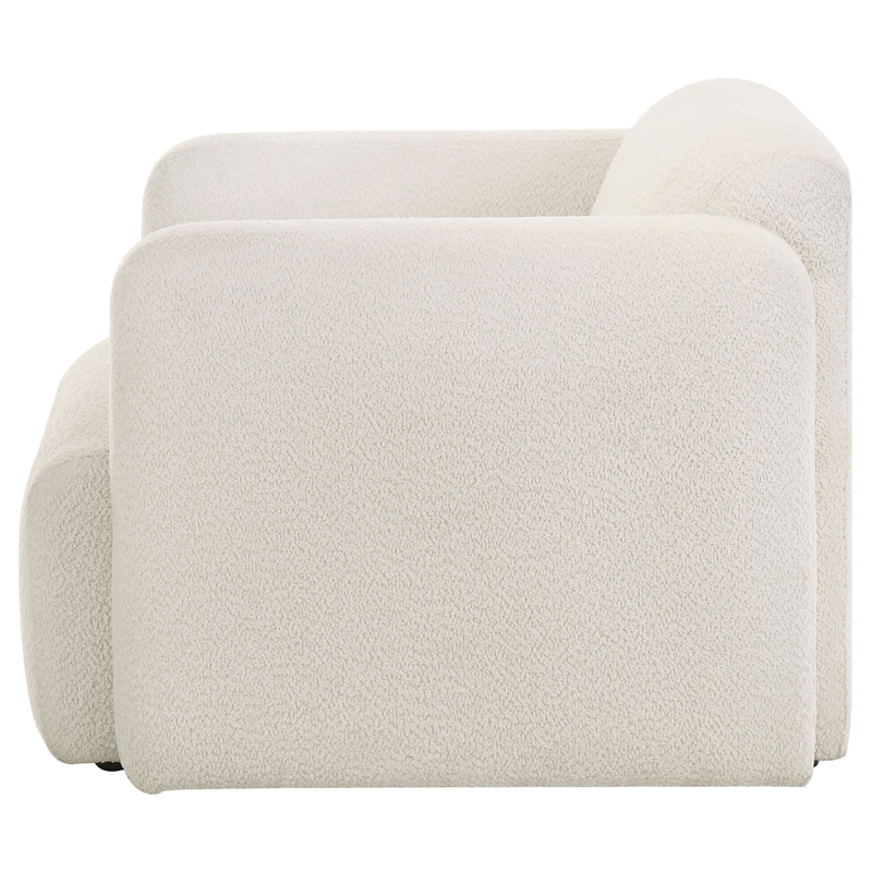 Pemberly Row Upholstered Fabric Track Arm Accent Chair in White