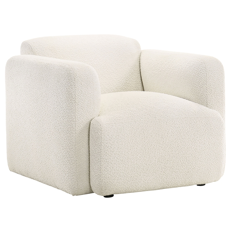 Pemberly Row Upholstered Fabric Track Arm Accent Chair in White