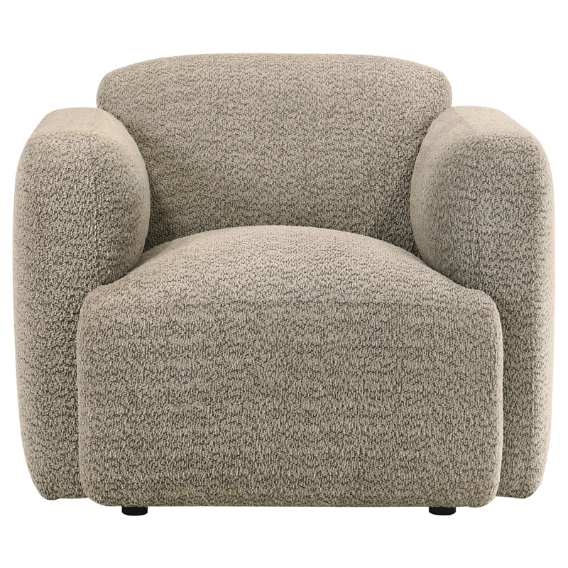 Pemberly Row Upholstered Fabric Track Arm Accent Chair in Brown