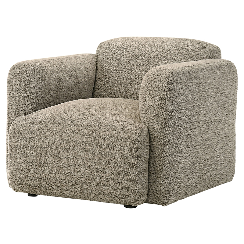 Pemberly Row Upholstered Fabric Track Arm Accent Chair in Brown