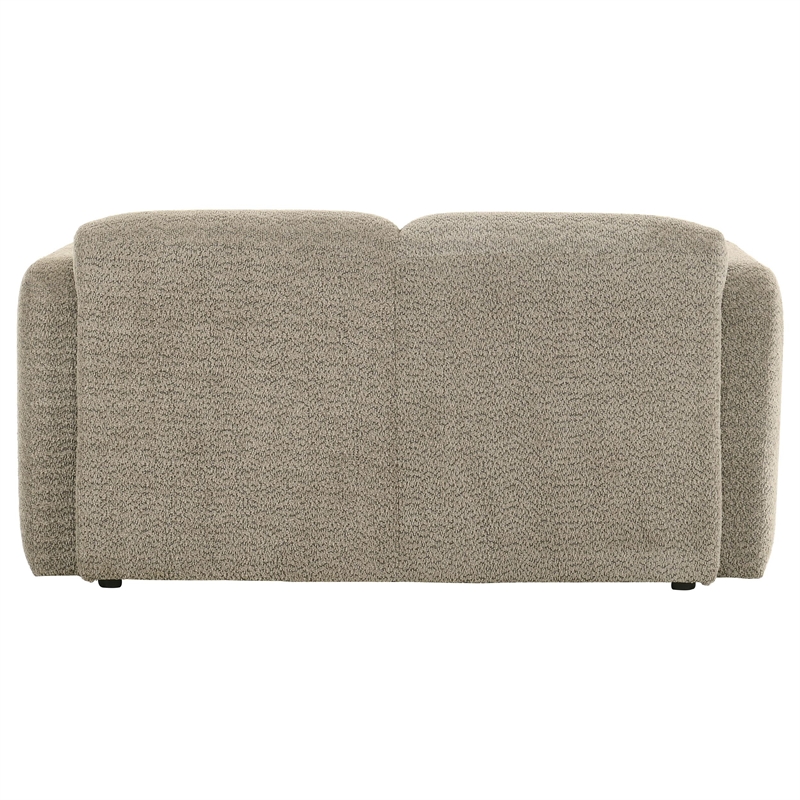 Pemberly Row Upholstered Fabric Round Track Arm Loveseat in Brown