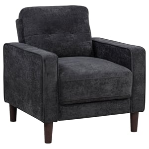 Pemberly Row Tufted Fabric Track Arm Accent Chair in Steel Gray
