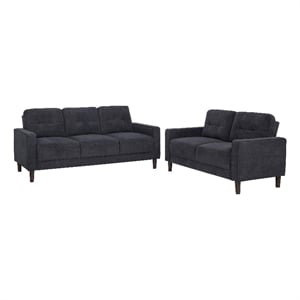 Pemberly Row 2-Piece Upholstered Fabric Track Arm Sofa Set in Steel Gray