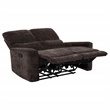 Pemberly Row Upholstered Chenille Reclining Loveseat in Dark Brown