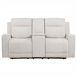 Pemberly Row Upholstered Chenille Power Reclining Loveseat in Ivory White